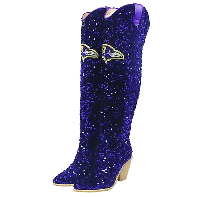 Women's Cuce Baltimore Ravens Over-the-Knee Sequin Boots