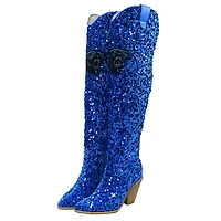 Women's Cuce Carolina Panthers Over-the-Knee Sequin Boots