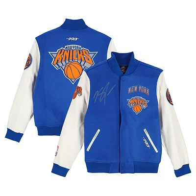Karl-Anthony Towns New York Knicks Autographed Pro Standard 2024-25 City Edition Wool Varsity Full-Zip Jacket - Front Signed