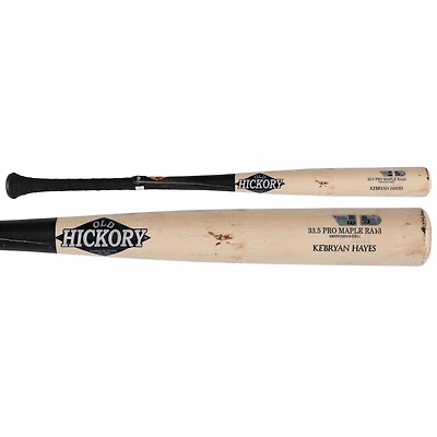 Ke'Bryan Hayes Pittsburgh Pirates Game-Used Tan/Black Old Hickory Broken Bat vs. Miami Marlins on June 10, 2025