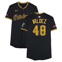 Enmanuel Valdez Pittsburgh Pirates Game-Used #48 Black Nike Jersey from Multiple Games During the 2025 MLB Season
