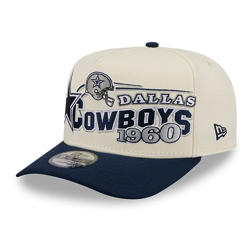 Men's New Era  Cream/Navy Dallas Cowboys Classic A-Frame 9FIFTY Adjustable Hat