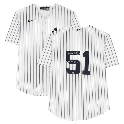 Bernie Williams New York Yankees Autographed White Nike Replica Jersey with "4X WS Champ" Inscription