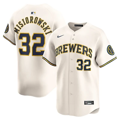 Men's Nike Jacob Misiorowski Cream Milwaukee Brewers Home Limited Jersey