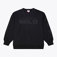 Men's Mitchell & Ness Black Minnesota Wild Phantom Fleece Crew Neck Sweatshirt