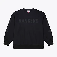 Men's Mitchell & Ness Black New York Rangers Phantom Fleece Crew Neck Sweatshirt