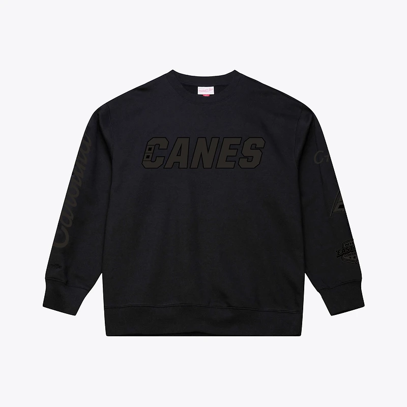 Men's Mitchell & Ness Black Carolina Hurricanes Phantom Fleece Crew Neck Sweatshirt
