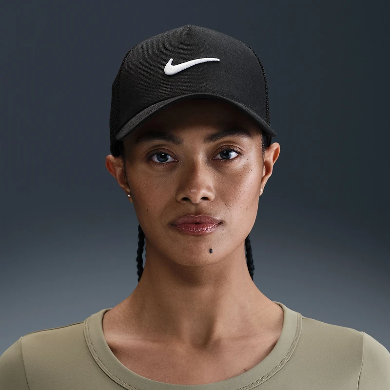 Unisex Nike Black Swoosh Rise Trucker Adjustable Hat