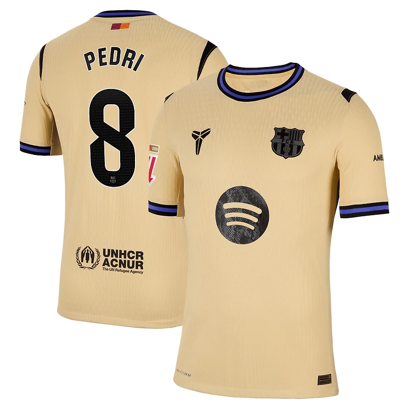 Men's Nike Pedri Gold Barcelona 2025/26 Away Match Authentic Jersey
