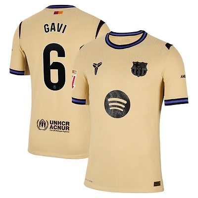Men's Nike Gavi Gold Barcelona 2025/26 Away Match Authentic Jersey