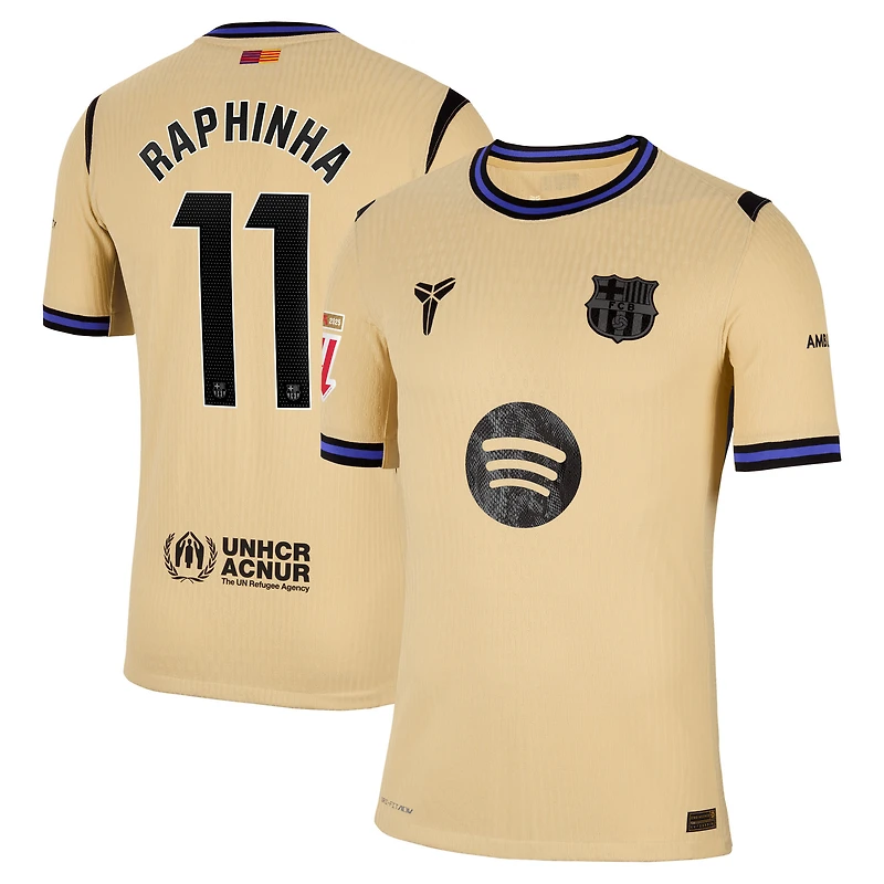 Men's Nike Raphinha Gold Barcelona 2025/26 Away Match Authentic Jersey