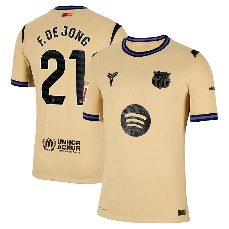 Men's Nike Frenkie de Jong Gold Barcelona 2025/26 Away Match Authentic Jersey