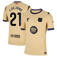 Men's Nike Frenkie de Jong Gold Barcelona 2025/26 Away Match Authentic Jersey