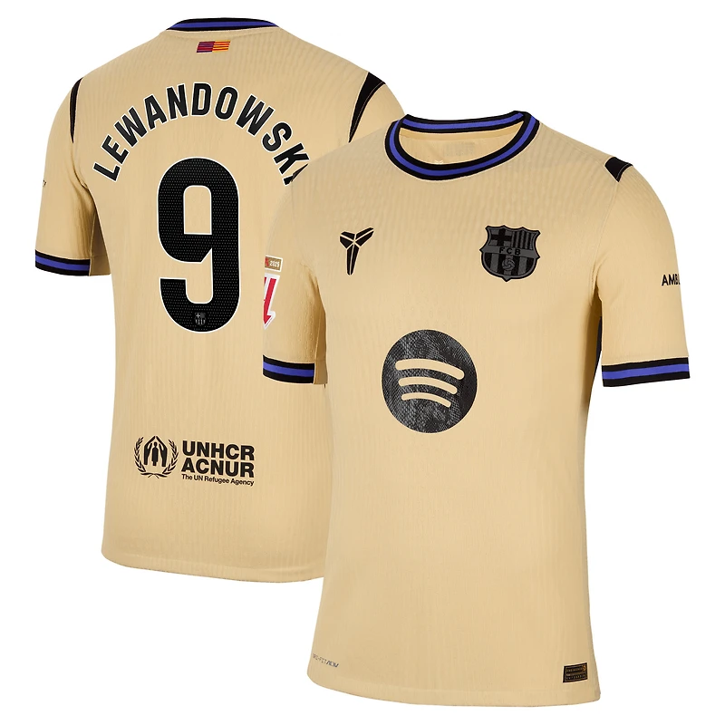 Men's Nike Robert Lewandowski Gold Barcelona 2025/26 Away Match Authentic Jersey