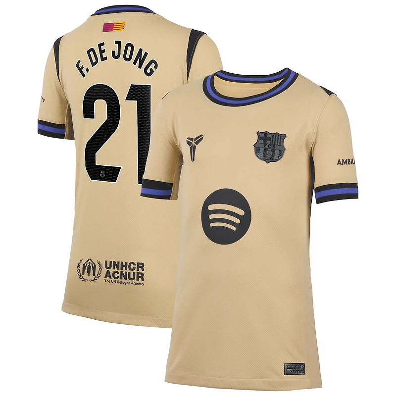 Youth Nike Frenkie de Jong Gold Barcelona 2025/26 Away Stadium Replica Jersey