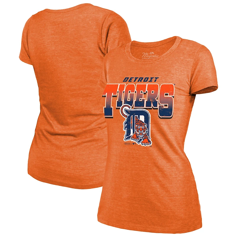 Women's Majestic Threads Orange Detroit Tigers Khaki Wacky Co-op Tri-Blend T-Shirt