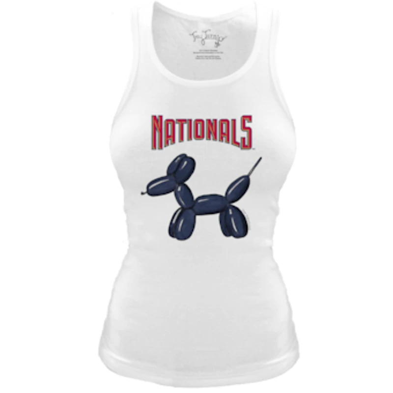 Women's Tiny Turnip White Washington Nationals Fitted Balloon Dog Tri-Blend Tank Top