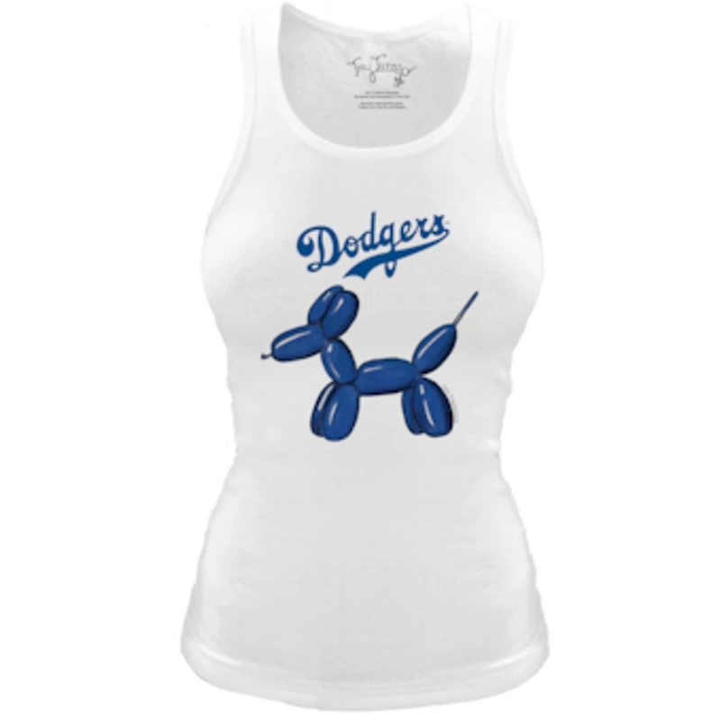 Women's Tiny Turnip White Los Angeles Dodgers Fitted Balloon Dog Tri-Blend Tank Top