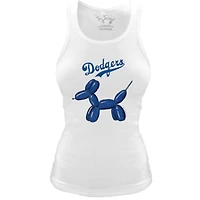 Women's Tiny Turnip White Los Angeles Dodgers Fitted Balloon Dog Tri-Blend Tank Top