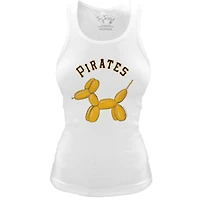 Women's Tiny Turnip White Pittsburgh Pirates Fitted Balloon Dog Tri-Blend Tank Top