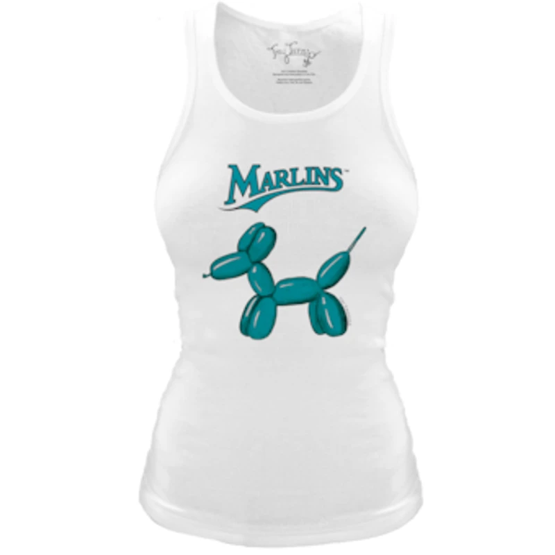 Women's Tiny Turnip White Miami Marlins Fitted Balloon Dog Tri-Blend Tank Top