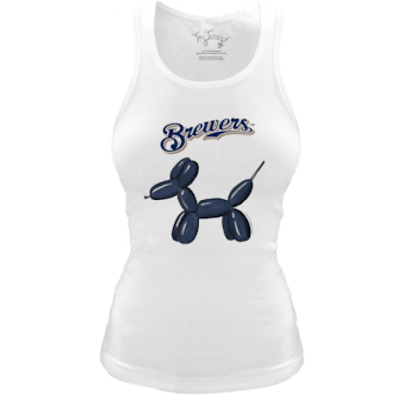 Women's Tiny Turnip White Milwaukee Brewers Fitted Balloon Dog Tri-Blend Tank Top