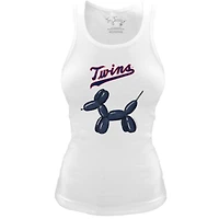 Women's Tiny Turnip White Minnesota Twins Fitted Balloon Dog Tri-Blend Tank Top