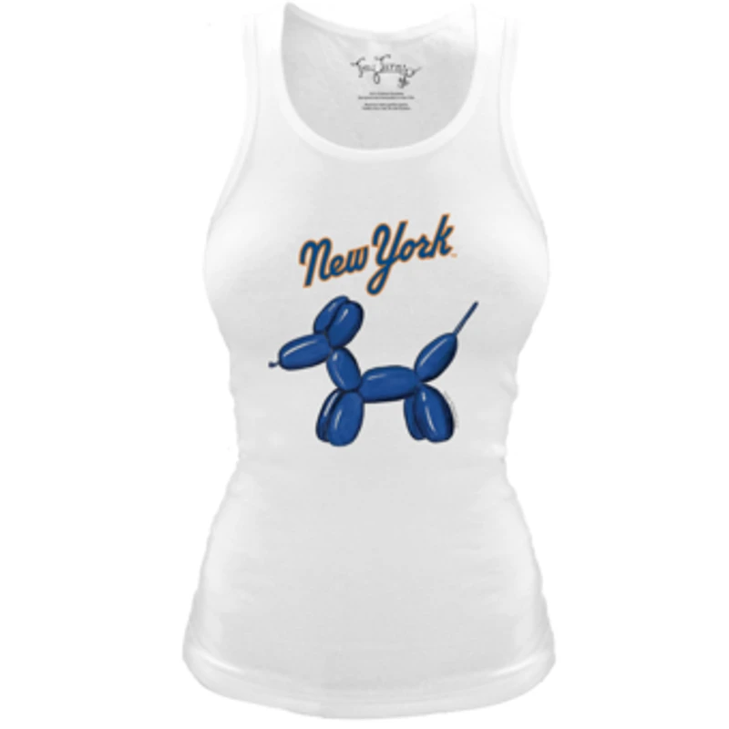 Women's Tiny Turnip White New York Mets Fitted Balloon Dog Tri-Blend Tank Top