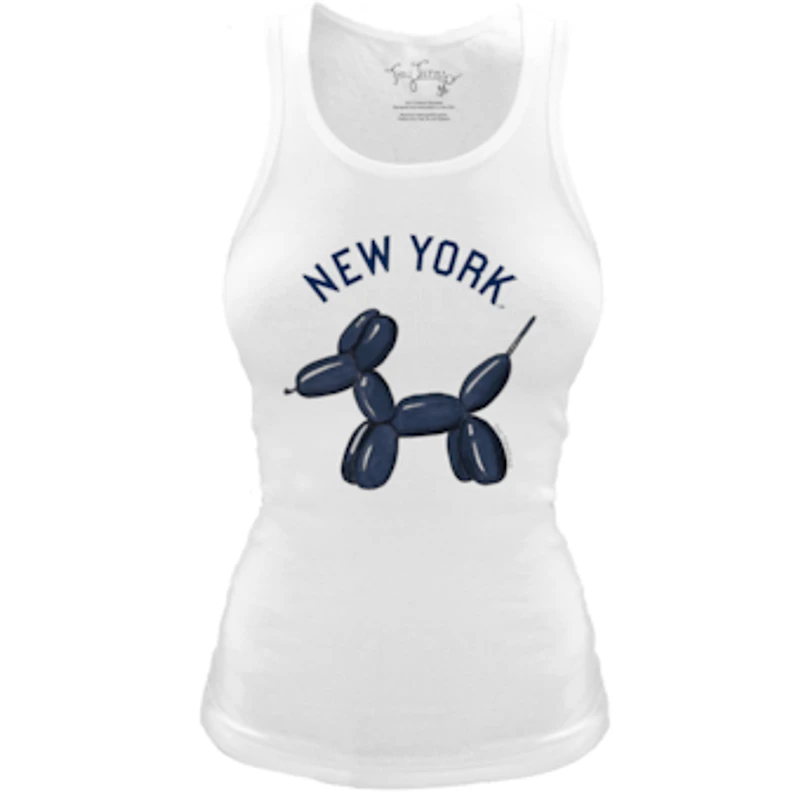 Women's Tiny Turnip White New York Yankees Fitted Balloon Dog Tri-Blend Tank Top