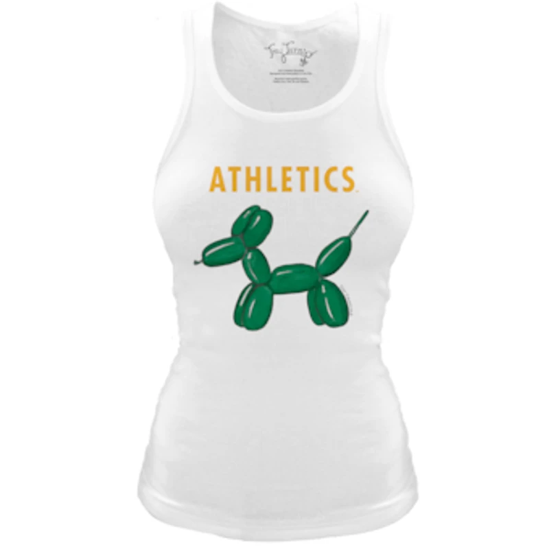 Women's Tiny Turnip White Oakland Athletics Fitted Balloon Dog Tri-Blend Tank Top