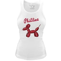 Women's Tiny Turnip White Philadelphia Phillies Fitted Balloon Dog Tri-Blend Tank Top