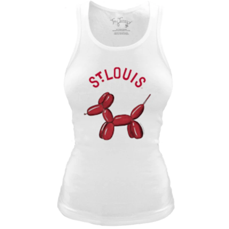 Women's Tiny Turnip White St. Louis Cardinals Fitted Balloon Dog Tri-Blend Tank Top