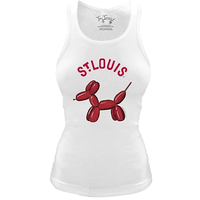 Women's Tiny Turnip White St. Louis Cardinals Fitted Balloon Dog Tri-Blend Tank Top