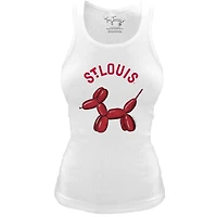 Women's Tiny Turnip White St. Louis Cardinals Fitted Balloon Dog Tri-Blend Tank Top