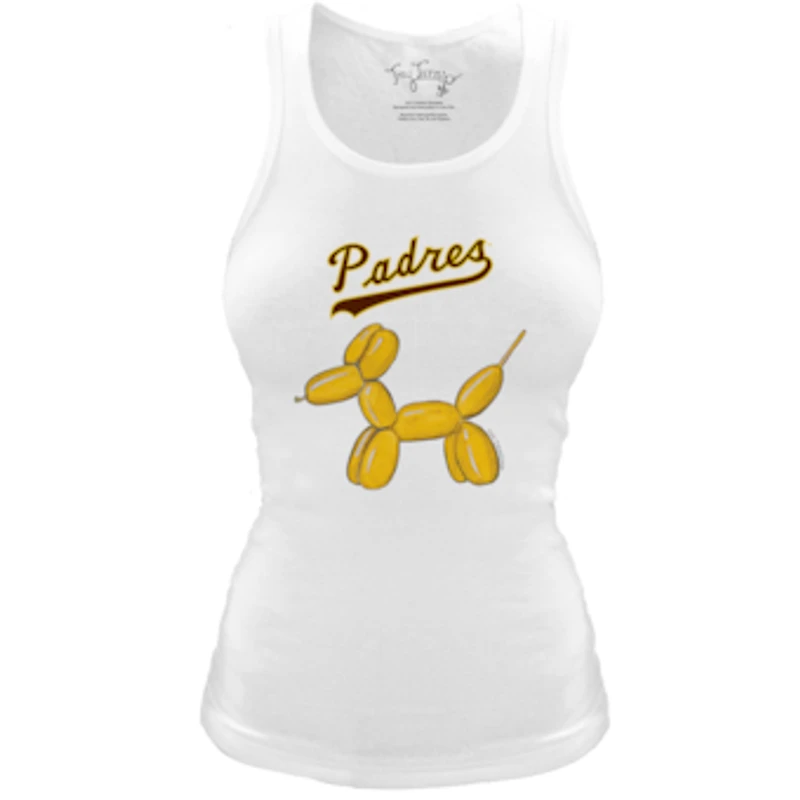 Women's Tiny Turnip White San Diego Padres Fitted Balloon Dog Tri-Blend Tank Top