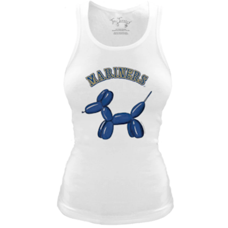 Women's Tiny Turnip White Seattle Mariners Fitted Balloon Dog Tri-Blend Tank Top