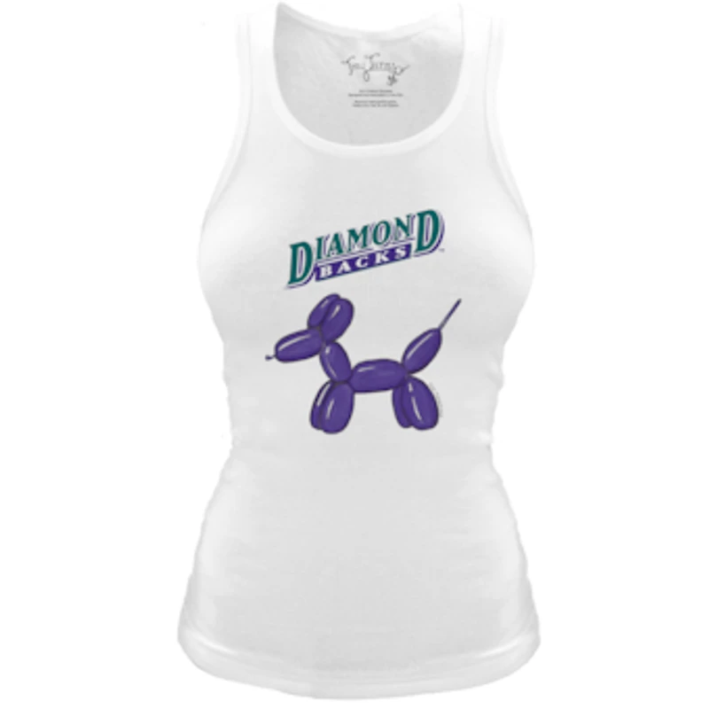 Women's Tiny Turnip White Arizona Diamondbacks Fitted Balloon Dog Tri-Blend Tank Top