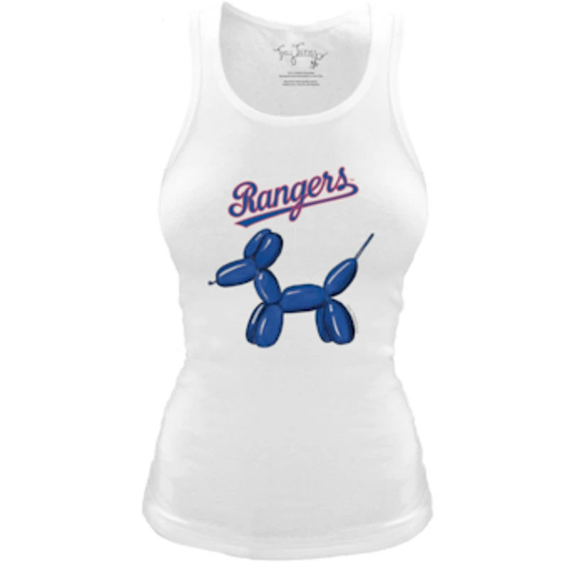 Women's Tiny Turnip White Texas Rangers Fitted Balloon Dog Tri-Blend Tank Top