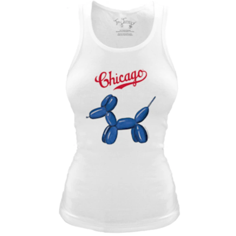 Women's Tiny Turnip White Chicago Cubs Fitted Balloon Dog Tri-Blend Tank Top
