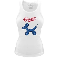 Women's Tiny Turnip White Chicago Cubs Fitted Balloon Dog Tri-Blend Tank Top