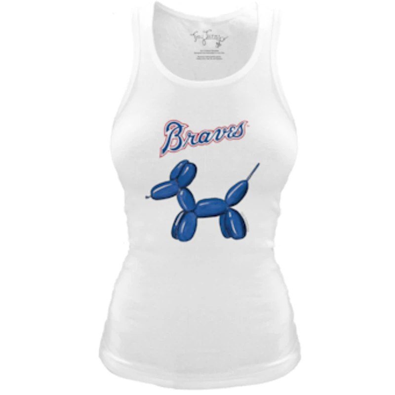 Women's Tiny Turnip White Atlanta Braves Fitted Balloon Dog Tri-Blend Tank Top