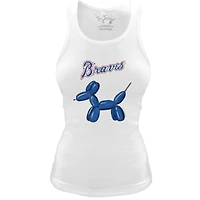 Women's Tiny Turnip White Atlanta Braves Fitted Balloon Dog Tri-Blend Tank Top