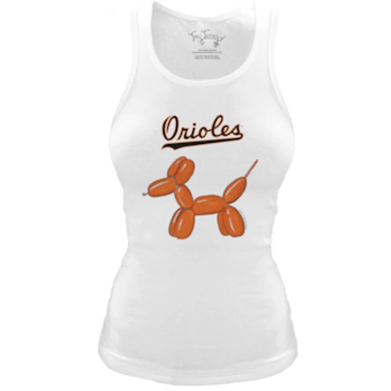 Women's Tiny Turnip White Baltimore Orioles Fitted Balloon Dog Tri-Blend Tank Top