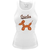 Women's Tiny Turnip White Baltimore Orioles Fitted Balloon Dog Tri-Blend Tank Top