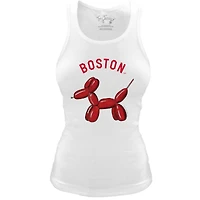 Women's Tiny Turnip White Boston Red Sox Fitted Balloon Dog Tri-Blend Tank Top