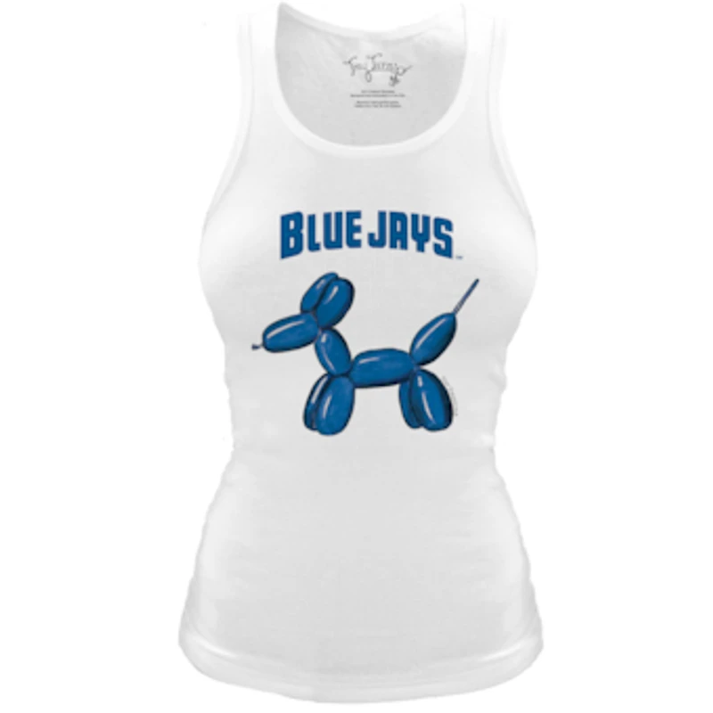 Women's Tiny Turnip White Toronto Blue Jays Fitted Balloon Dog Tri-Blend Tank Top