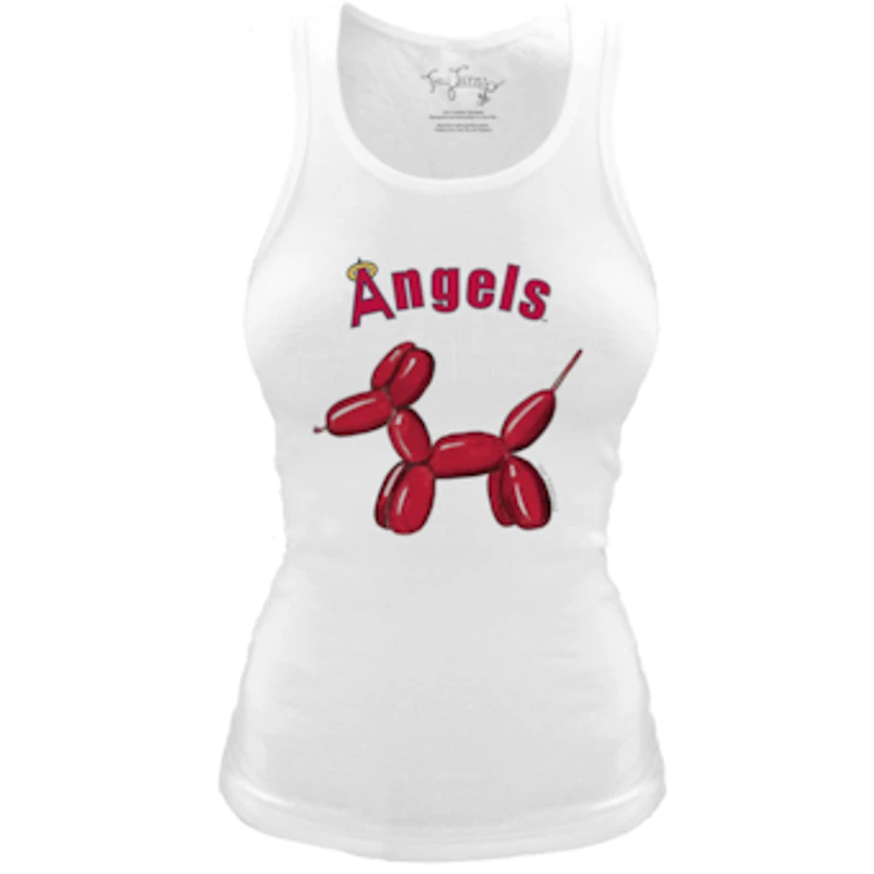 Women's Tiny Turnip White Los Angeles Angels Fitted Balloon Dog Tri-Blend Tank Top