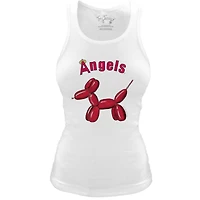 Women's Tiny Turnip White Los Angeles Angels Fitted Balloon Dog Tri-Blend Tank Top