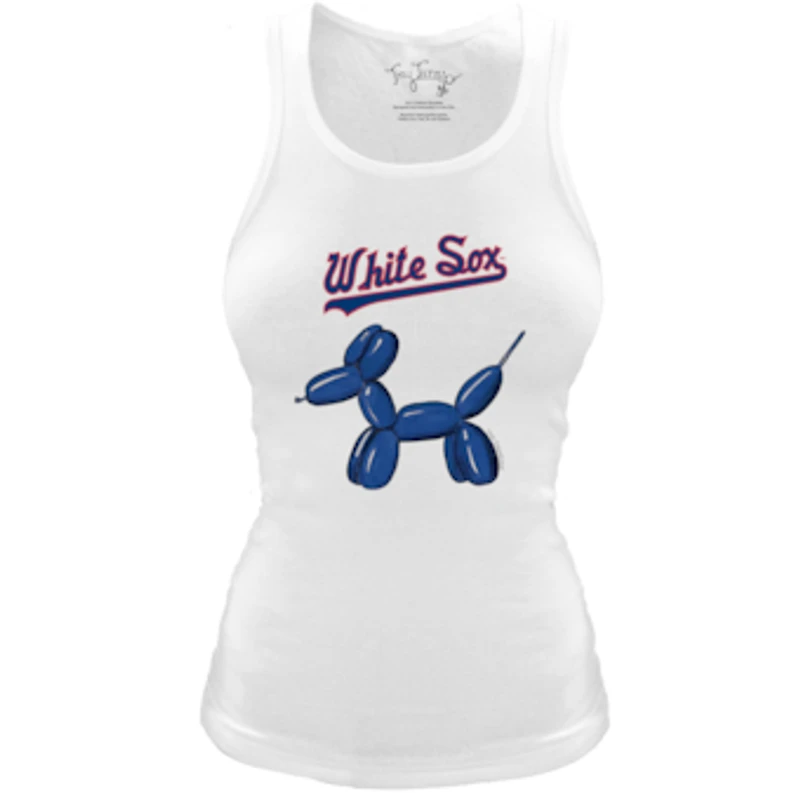 Women's Tiny Turnip White Chicago Sox Fitted Balloon Dog Tri-Blend Tank Top