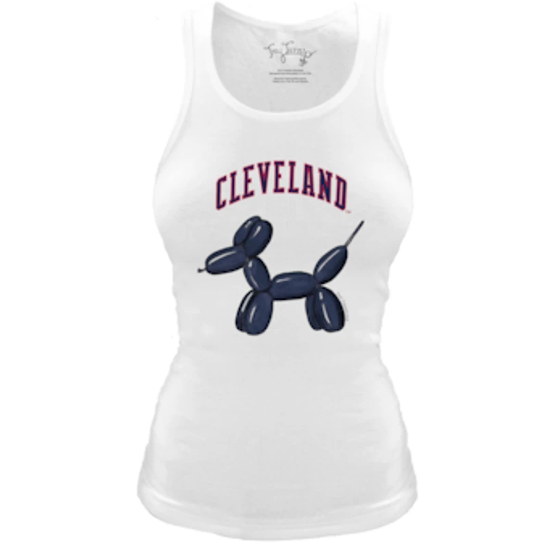 Women's Tiny Turnip White Cleveland Guardians Fitted Balloon Dog Tri-Blend Tank Top